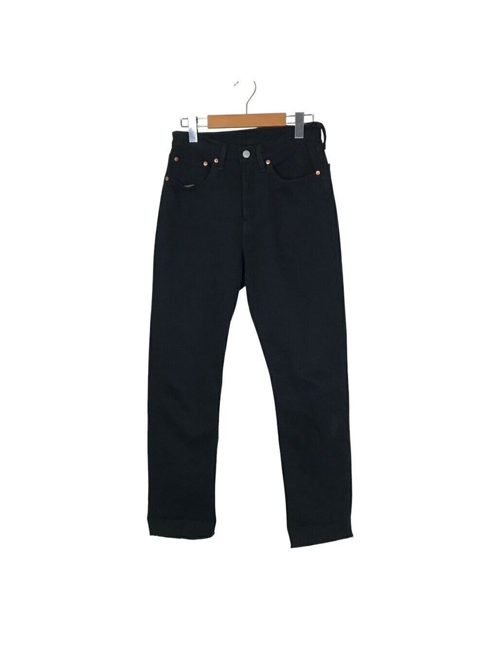Levi's Black 501 Jeans Woman's Size 26 High Rise 5 Pocket Button Up Raw Hem